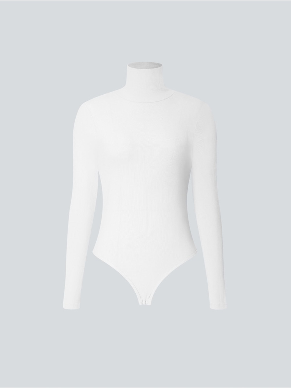Halara Ribbed Knit High Neck Bodysuit XS White Long Sleeve Stretch Workwear - Picture 6 of 7